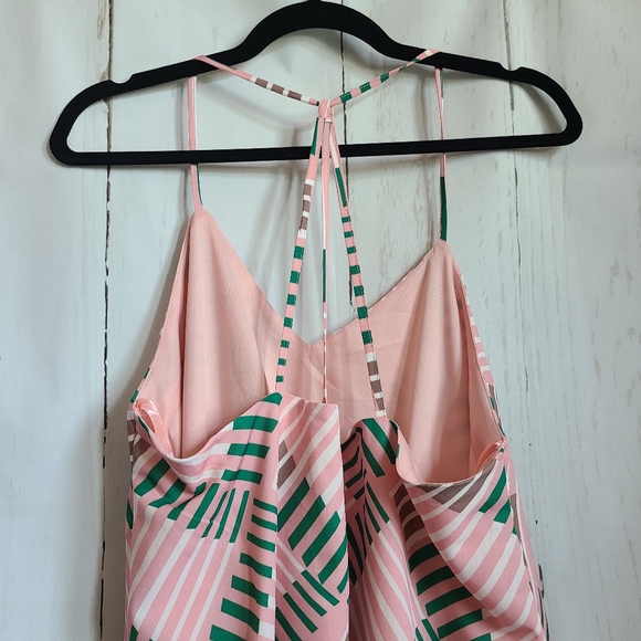 Loveriche halter mini dress pink & green retro v-neck racerback new Size small - Picture 6 of 6